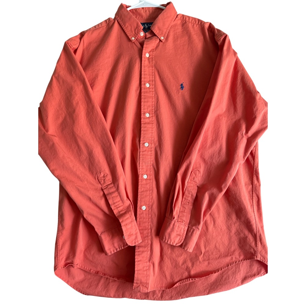 Polo Ralph Lauren Blake Shirt Mens Large Coral Orange Button Down Cotton L/S